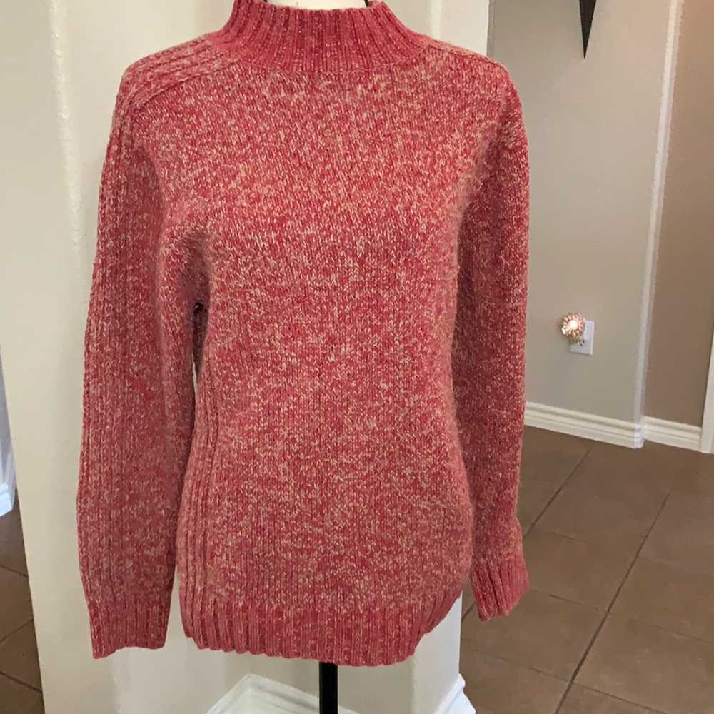 Aigle rare red & tan marled thick knit mock neckline sweater Size L